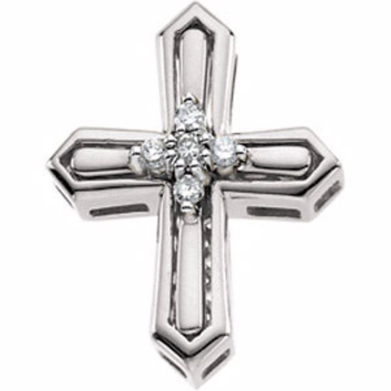 R42007:305488:P 14kt White 20.25x15mm Complete Diamond Cross Pendant