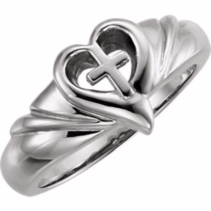R7004:62388:P Heart & Cross Ring