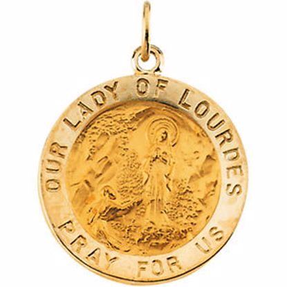 R5049:63257:P 14kt Yellow 18.25mm Round Our Lady of Lourdes Medal