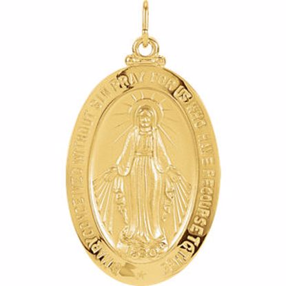 R5020:63191:P 14kt Yellow 29x20mm Oval Miraculous Medal