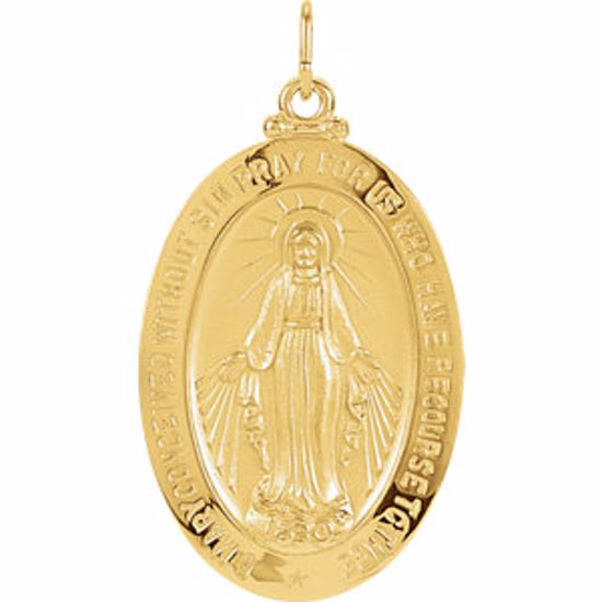 R5020:63191:P 14kt Yellow 29x20mm Oval Miraculous Medal