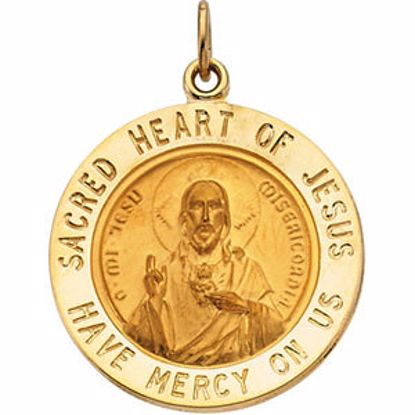 R5039:63240:P 14kt Yellow 18.5mm Sacred Heart of Jesus Medal