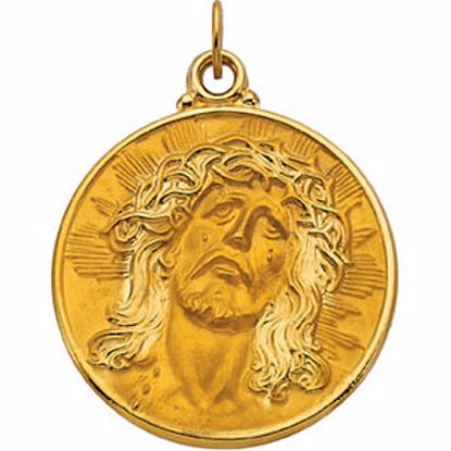 R5059:63273:P 14kt Yellow 28mm Round Face of Jesus (Ecce Homo) Medal