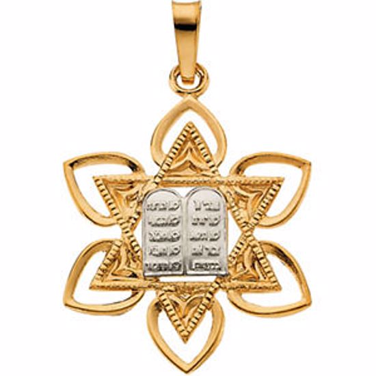 R5047:63254:P 14kt Yellow & White 23x21mm Star of David Pendant