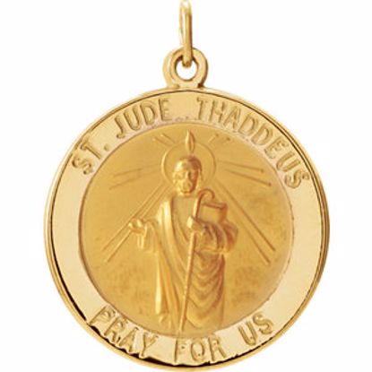 R5018:63187:P 14kt Yellow 22mm Round St. Jude Thaddeus Medal