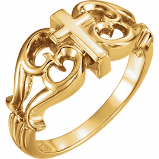 R7053:63567:P 14kt Yellow Cross Ring