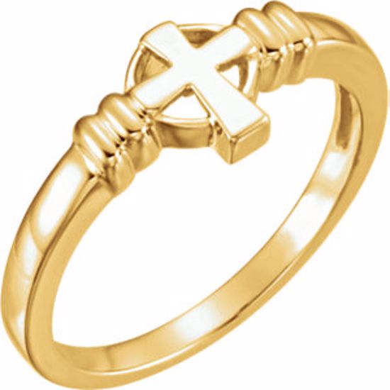 R7026:65552:P 14kt Yellow Cross Ring