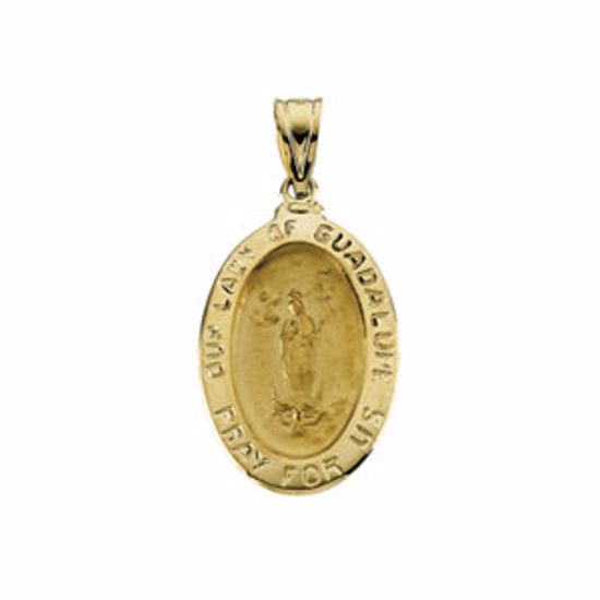 R16347:66816:P 14kt Yellow 21x15mm Oval Our Lady of Guadalupe Medal