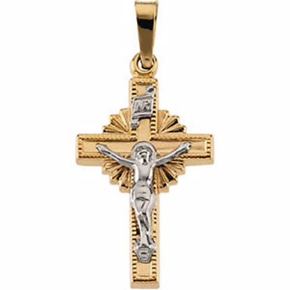 R4060:66956:P 14kt Yellow & White 19x13mm Hollow Crucifix Pendant