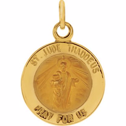 R5018:67324:P 14kt Yellow 12mm Round St. Jude Thaddeus Medal