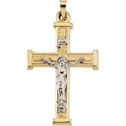 R16151:66927:P 14kt Yellow & White 14 Hollow Crucifix Pendant 