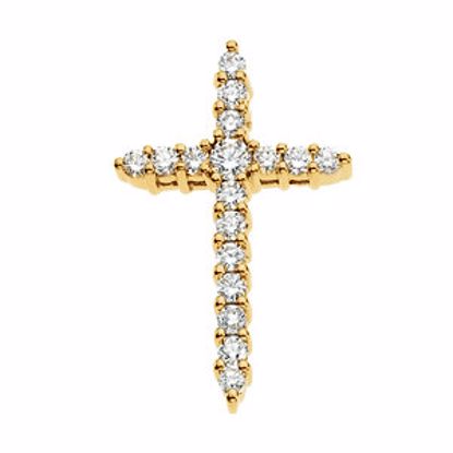 R80066D:76094:P 14kt Yellow Diamond Cross Pendant