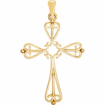 R80070:90703:P 18kt Yellow 33x25mm Cross Pendant Mounting