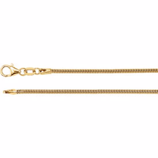 CH117:120438:P 14kt Yellow 1.5mm Solid Round Snake 18" Chain