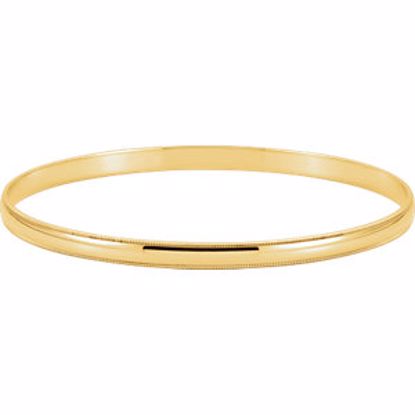 BRC85:102944:P 14kt Yellow 4mm Milgrain Edge Bangle Bracelet 