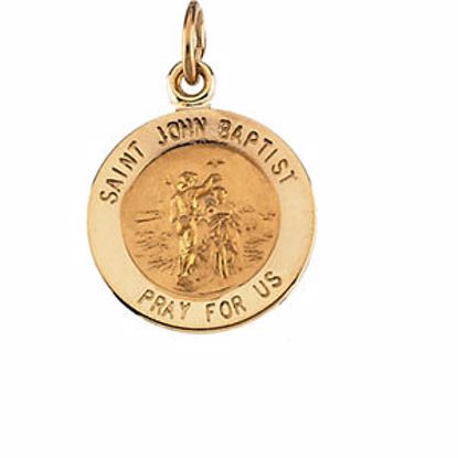 R16312:103964:P 14kt Yellow 12mm Round St. John the Baptist Medal