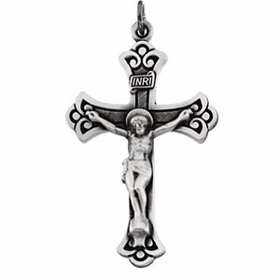 R4052:104192:P Sterling Silver 46x30mm Crucifix 24" Necklace