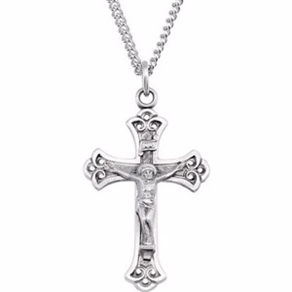 R4052:104191:P Sterling Silver 32x22mm Crucifix 24" Necklace