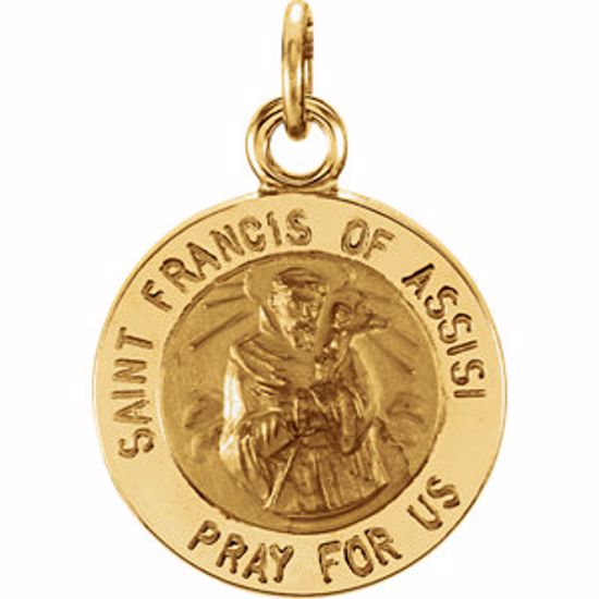 R16315:115560:P Sterling Silver 22mm Round St. Francis of Assisi Medal