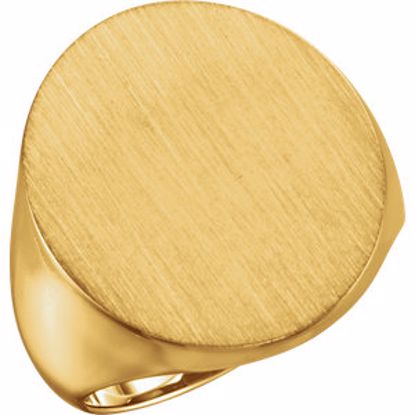 9600:123838:P 18kt Yellow 22x20mm Men's Signet Ring with Brush Finish