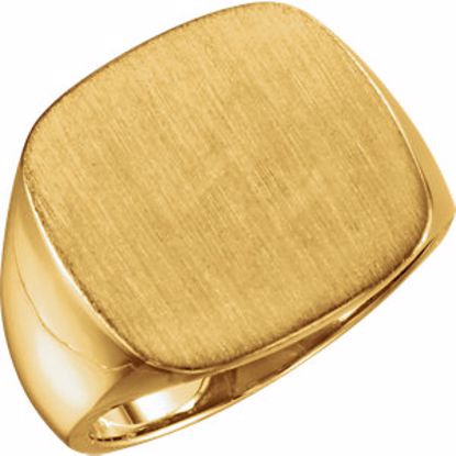 9601:123820:P 18kt Yellow 18mm Men's Signet Ring with Brush Top Finish