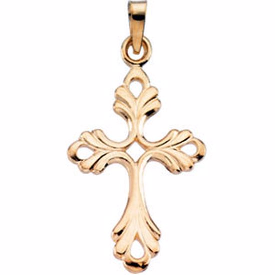 R16008:129361:P 14kt Yellow 24.5x17mm Design Cross Pendant