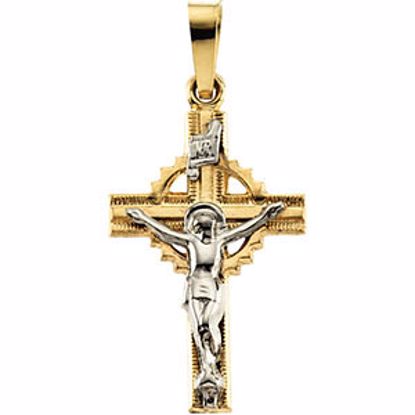 R16248:129513:P 14kt Yellow & White 19x13mm Crucifix Pendant