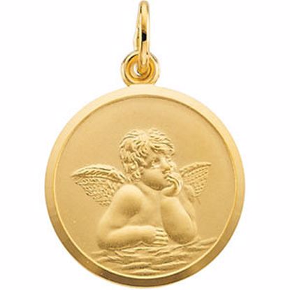 R16951:130049:P 14kt Yellow 18mm Angel Medal