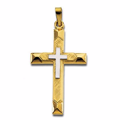 R16002:129382:P 14kt Yellow 29x19mm Hollow Cross Pendant