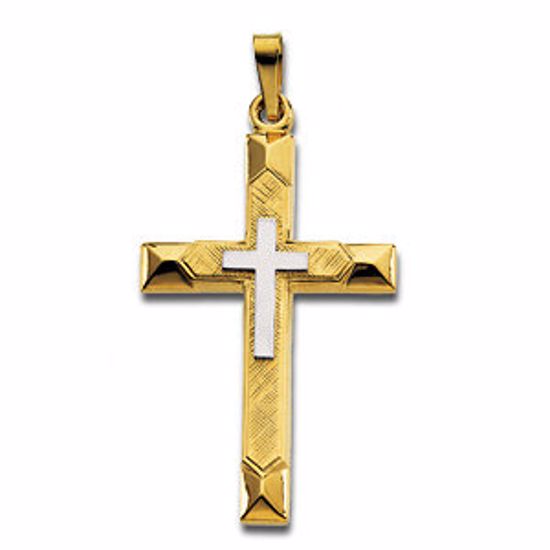 R16002:129382:P 14kt Yellow 29x19mm Hollow Cross Pendant