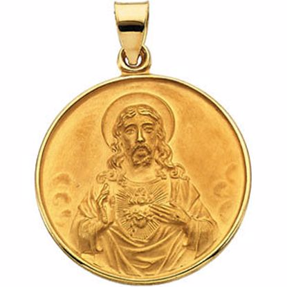 R16933:129567:P 18kt Yellow 24.5mm Sacred Heart Medal