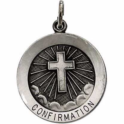 R5045:129650:P Sterling Silver 22mm Confirmation Medal with Cross