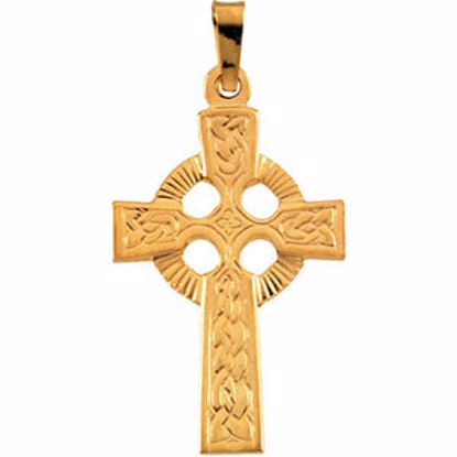 R16116:129518:P 14kt Yellow 24x16mm Fancy Celtic Cross Pendant