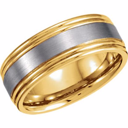 5851:132900:P 18kt Yellow & Platinum 7mm Design Band Size 7