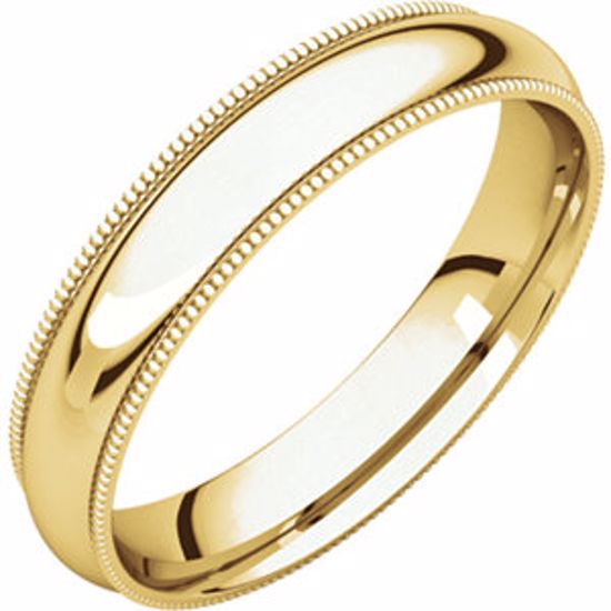 MGR10:141570:P 10kt Yellow 4mm Milgrain Comfort Fit Band