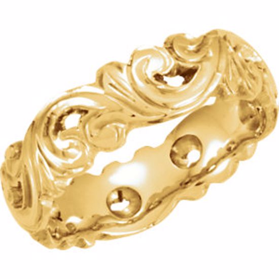 50063:144987:P 14kt Yellow 6mm Hand-Engraved Open Work Band Size 12