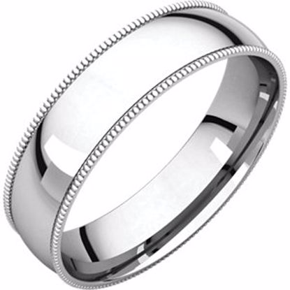 MGRL9:145571:P 10kt White 5mm Light Comfort Fit Milgrain Band 