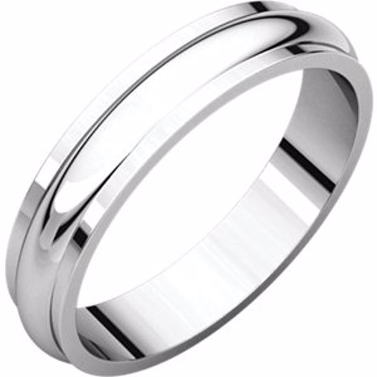 HRE9:149354:P 10kt White 4mm Half Round Edge Band