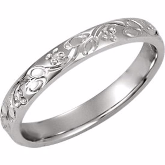 50072:179105:P Platinum 3mm Hand-Engraved Band Size 8 