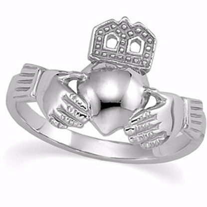 10584:183080:P Platinum 12x14mm Ladies Claddagh Ring