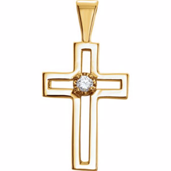 R41080:163703:P 14kt Yellow .02 CTW Diamond Cross Pendant