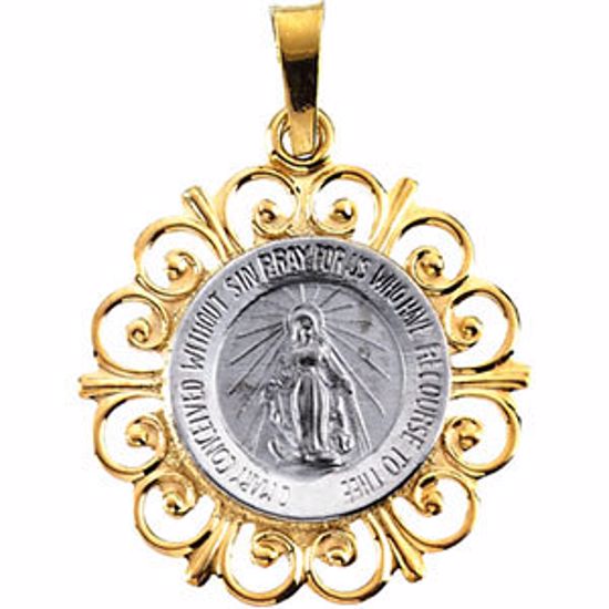 R41324:163595:P 14kt White & Yellow 20x18mm Miraculous Medal