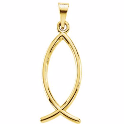 R16994:167190:P 14kt Yellow 22x9mm Ichthus (Fish) Pendant
