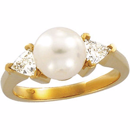 60605:209183:P Akoya Cultured Pearl & Diamond Ring