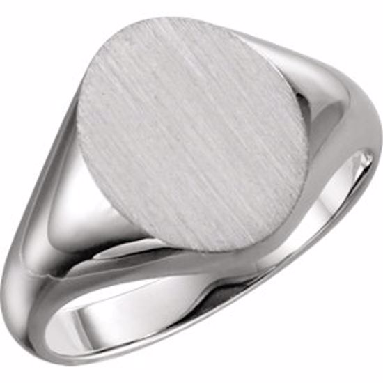 5758:224340:P Platinum 11x9.5mm Oval Signet Ring
