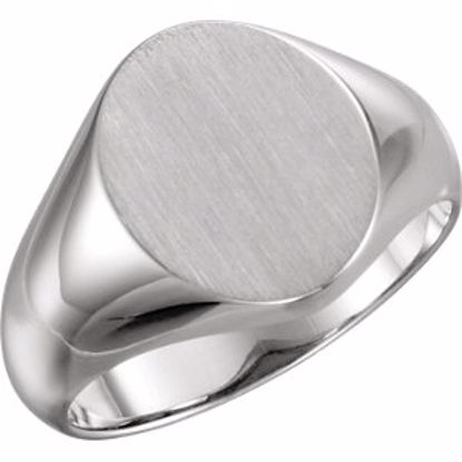 5758:224341:P Platinum 12x10mm Oval Signet Ring