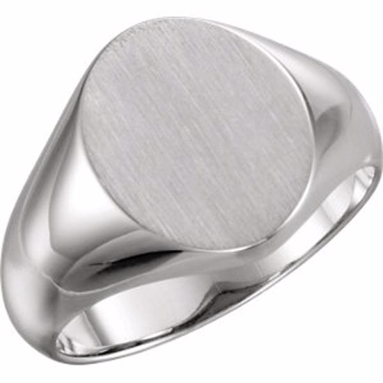 5758:224341:P Platinum 12x10mm Oval Signet Ring