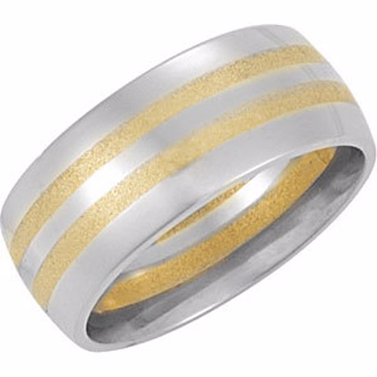 50177:235183:P 14kt White & Yellow 8mm Band Size 10.5