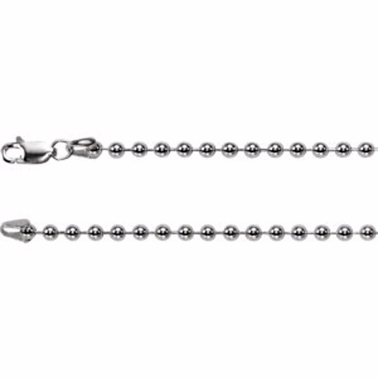 CH438:240103:P Sterling Silver 3mm Bead 16" Chain