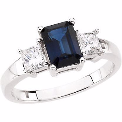 61872:252538:P Blue Sapphire & Diamond Accented Ring